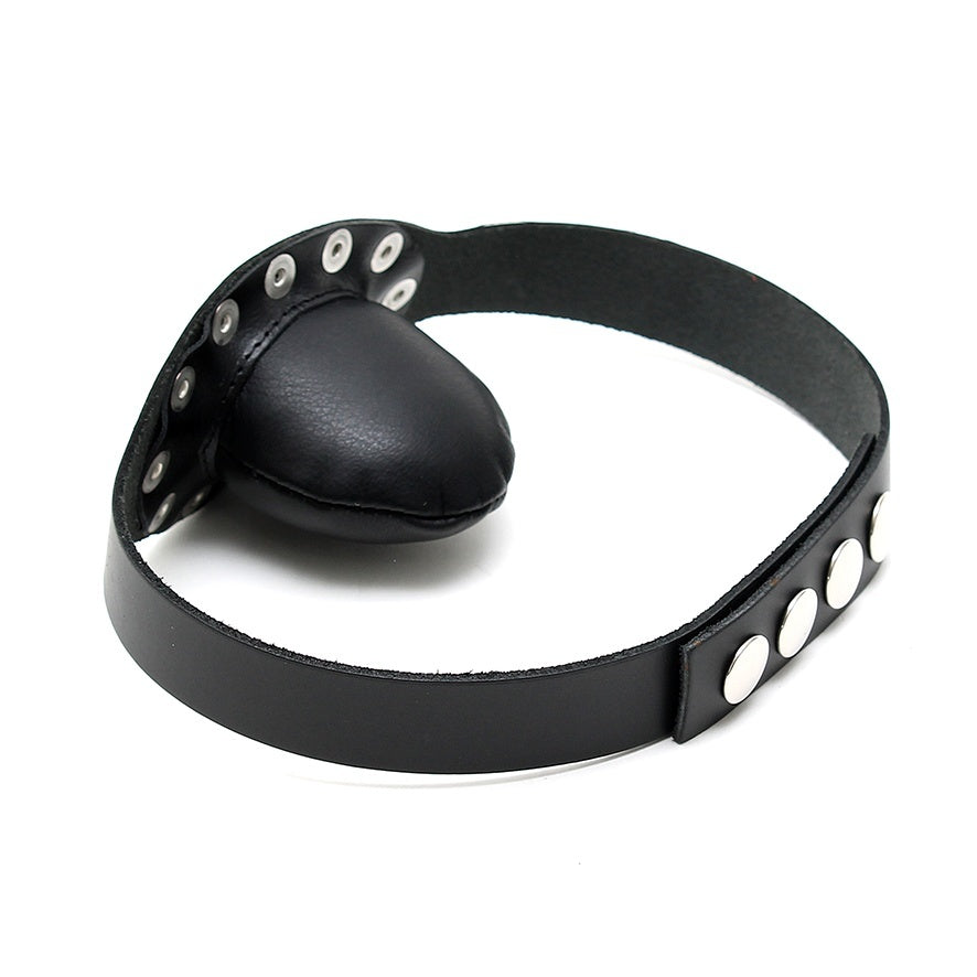 Leather Gag With Studs|Back View|"bdsm studded gag secure fit-back view adult toys direct"|