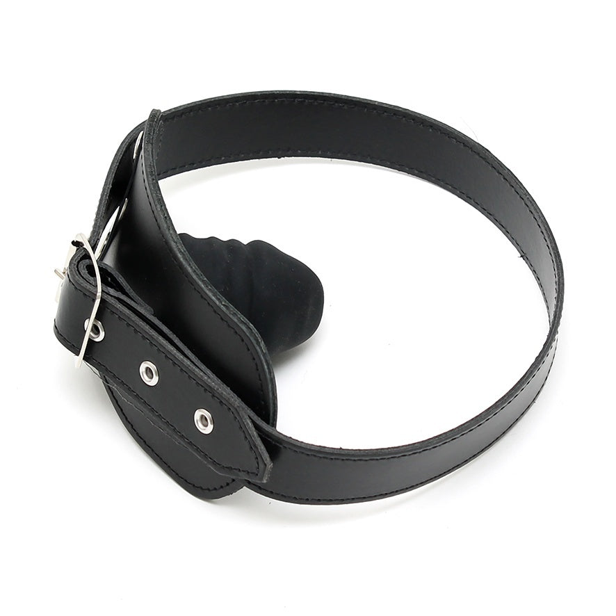Leather Penis Gag|Side View|"bondage leather penis gag comfort fit-side view adult toys direct"|