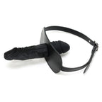Leather Penis Gag And Dildo|Front View|"premium leather penis gag with dildo attachment black bondage-front view adult toys direct"|