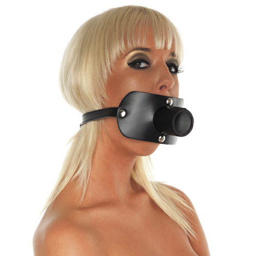 Leather Gag With Urine Tube|Detail View|"leather features-detail view"