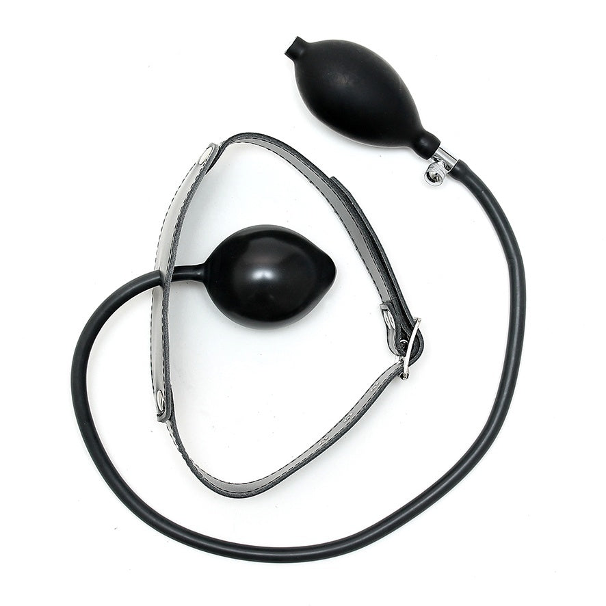 Leather Inflatable Gag|Detail View|"inflation features-detail view"|