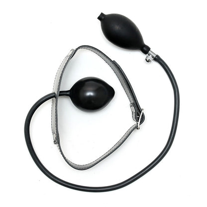 Leather Inflatable Gag|Detail View|"inflation features-detail view"|