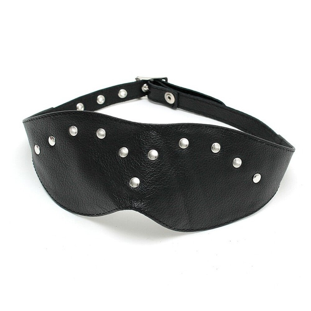 Leather Blindfold Mask|Front View|"leather mask design-front view adult toys direct"|