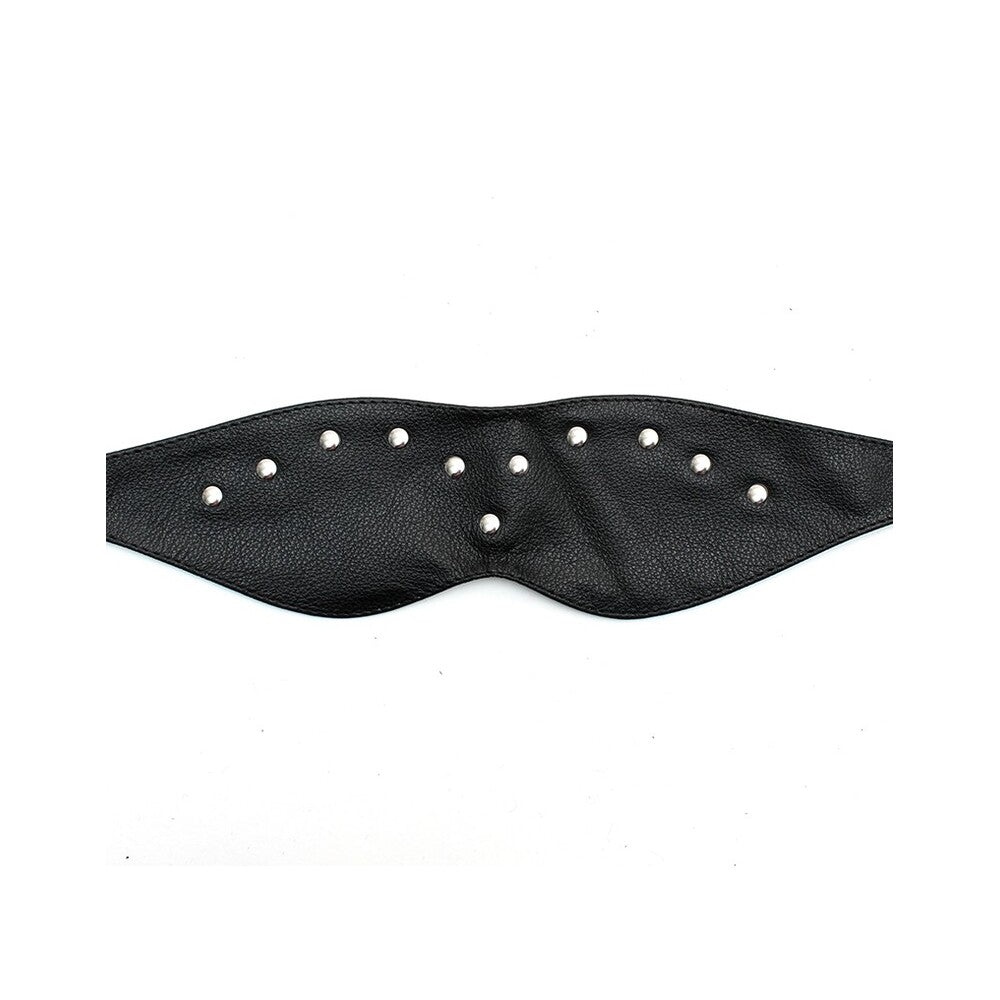 Leather Blindfold Mask|Side View|"mask detail-side view adult toys direct"|