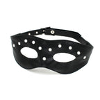 Leather Open Eye Mask With Rivets|Front View|"rivet design mask-front view adult toys direct"|