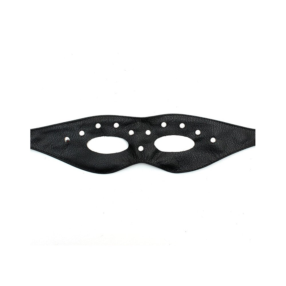 Leather Open Eye Mask With Rivets|Side View|"rivet detail-side view adult toys direct"|