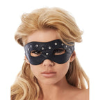 Leather Open Eye Mask With Rivets|Back View|"mask closure-back view adult toys direct"|