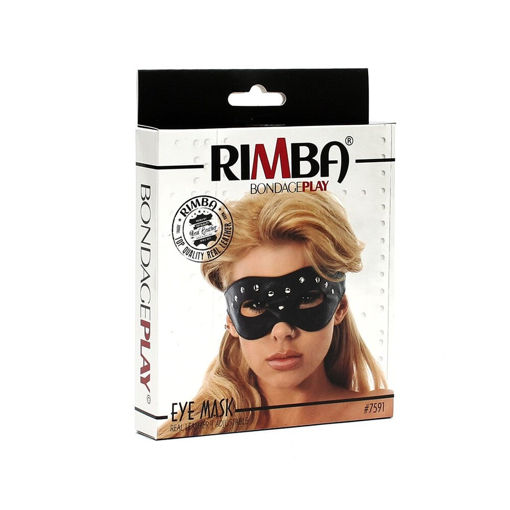 Leather Open Eye Mask With Rivets|Detail View|"mask features-detail view adult toys direct"|