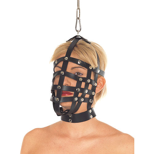 Leather Muzzle Mask|Front View|"muzzle design-front view adult toys direct"|