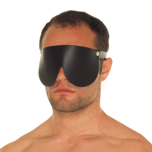 Leather Blindfold|Side View|"leather detail-side view adult toys direct"|