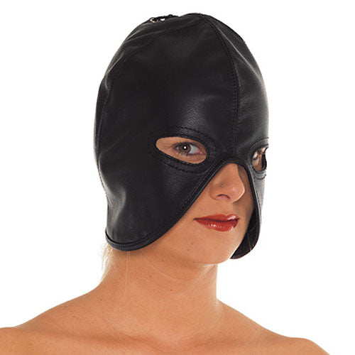 Leather Head Mask|Front View|"leather mask-front view adult toys direct"|