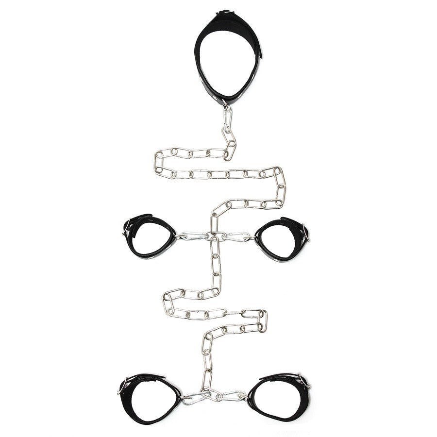 Leather Female Hand And Foot Cuffs|Front View|"complete restraint set female-front view adult toys direct"|