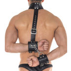 Leather Cuff And Neck Set|Side View|"cuff detail-side view adult toys direct"|
