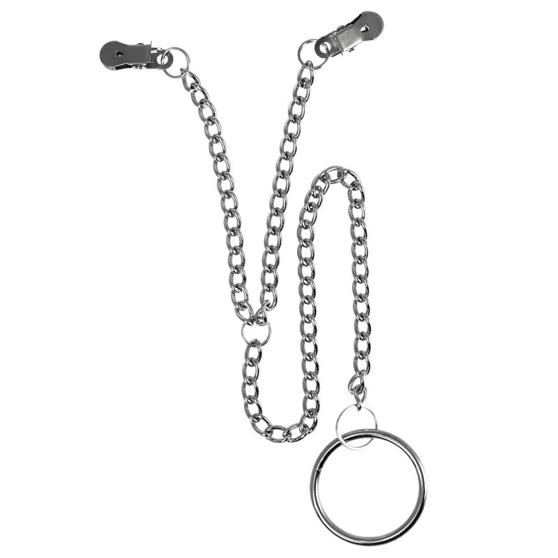 Nipple Clamps With Scrotum Ring|Front View|"nipple clamps-front view"|