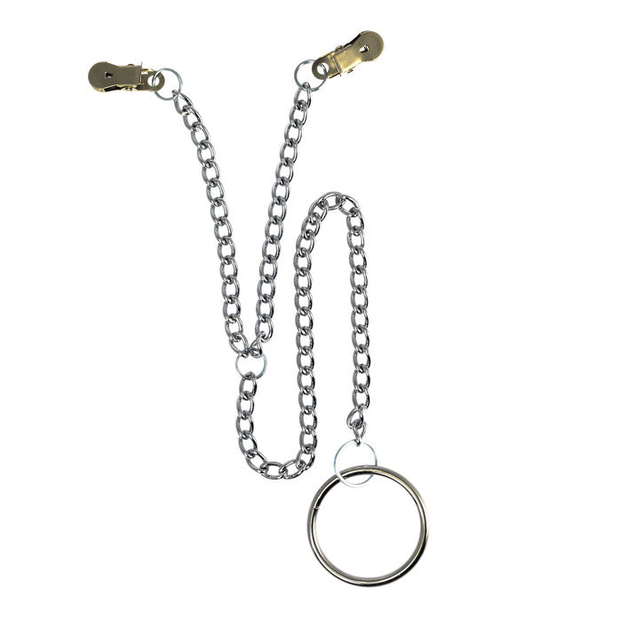 Nipple Clamps With Scrotum Ring|Side View|"ring details-side view"|