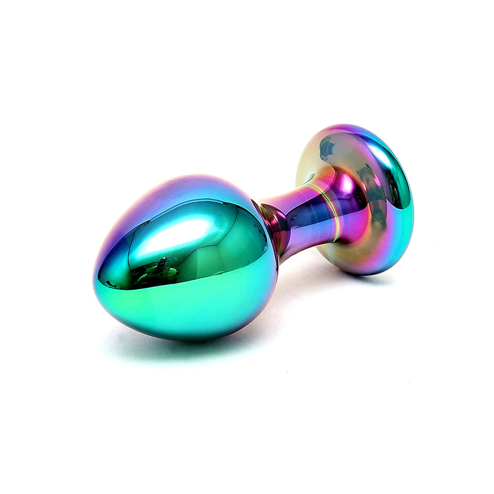 Sensual Multi Coloured Glass Melany Anal Dildo|Back View|"multicolor anal glass dildo - back view"