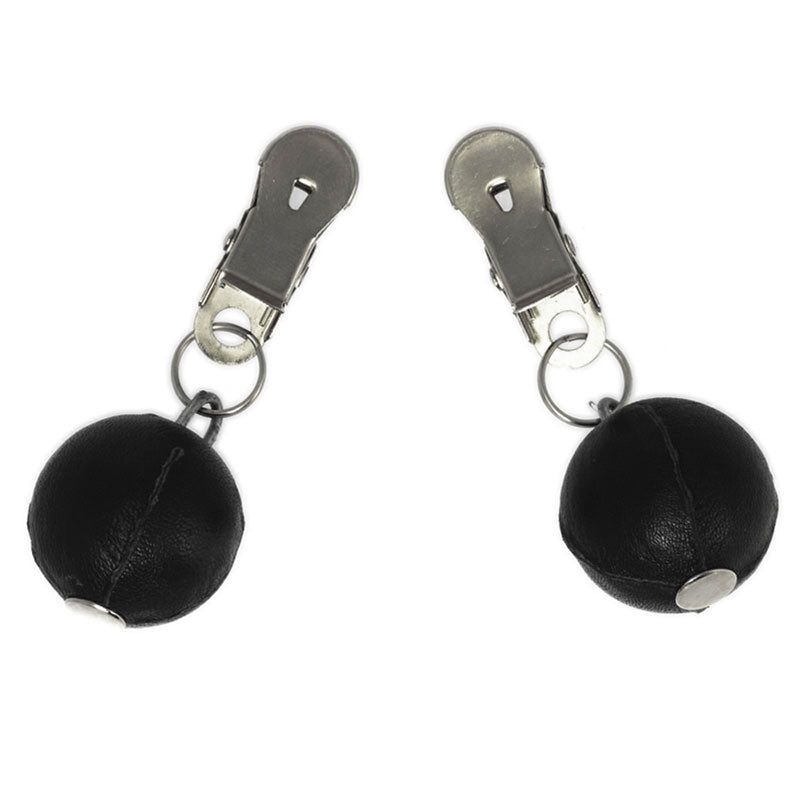 Nipple Clamps With Round Black Weights|Front View|"nipple clamps-front view"|