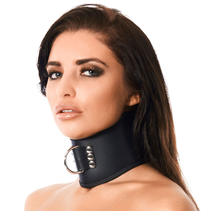 Leather Collar With Padlock|Front View|"padlock collar-front view"|