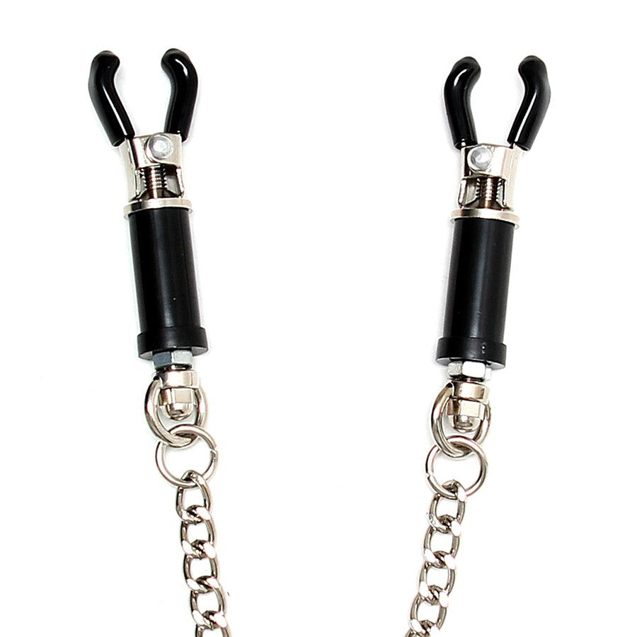 Silver Nipple Clamps With Chain|Side View|"chain details-side view"|