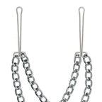 Silver Nipple Clamps With Double Chain|Side View|"chain details-side view"|