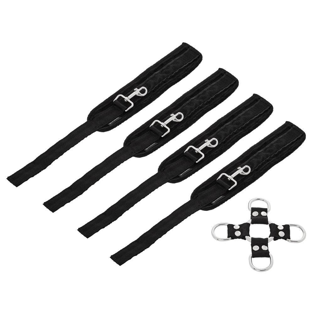 SportSheets 5 Piece Hog Tie And Cuff Set|Side View|"hogtie system detail-side view adult toys direct"|